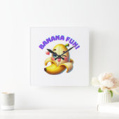 Grappig Banana Winking Design voor leuke en speels Vierkante Klok (Huis)