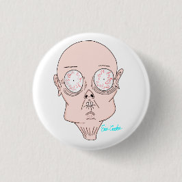 Grappig bang cartoon gezicht ronde button 3,2 cm