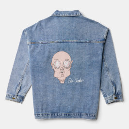 Grappig bang tekenfilmgezicht denim jacket
