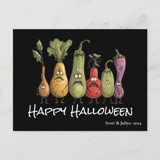 Grappig bang veggie zwart Halloween Briefkaart (Voorkant)