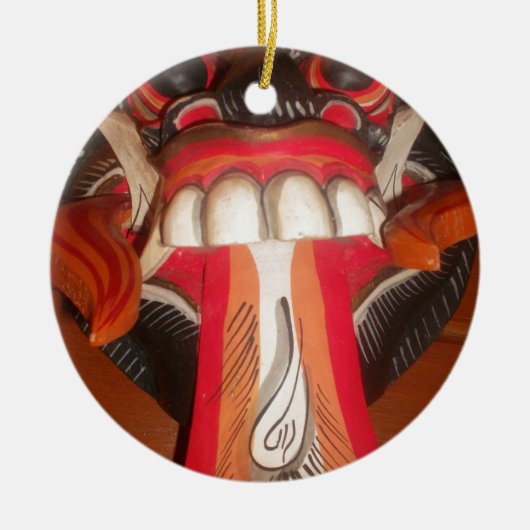 Grappig Bang Vreemde Tong Halloween Masker Keramisch Ornament (Voorkant)