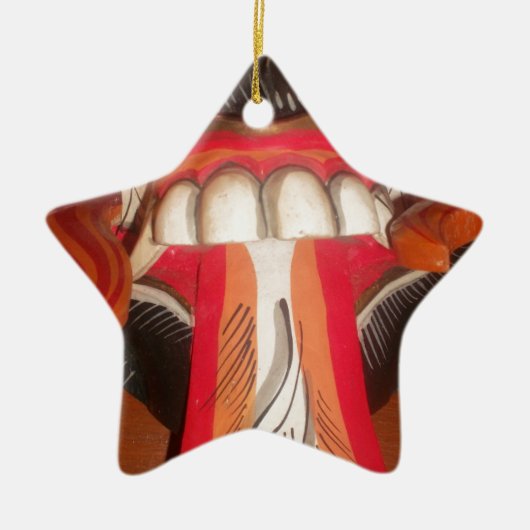 Grappig Bang Vreemde Tong Halloween Masker Keramisch Ornament (Voorkant)