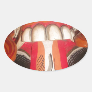 Grappig Bang Vreemde Tong Halloween Masker Ovale Sticker