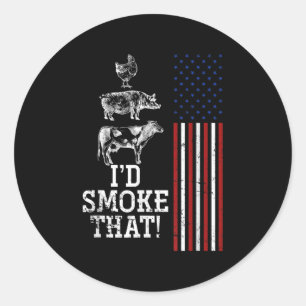 Grappig Barbecue Chef Gift Amerikaanse vlag BBQ Ronde Sticker