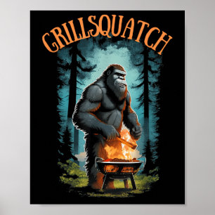 Grappig Barbecue Griller Shirt - Bigfoot Grilling Poster