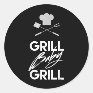 Grappig Barbecue Quote Shirt Grill Baby Grill BBQ Ronde Sticker