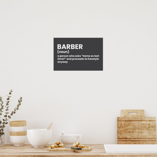 Grappig Barber Definition Poster (Keuken)