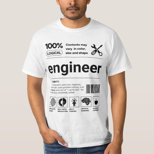 Grappig Barcode Modern Engineer Gift T-shirt (Voorkant)