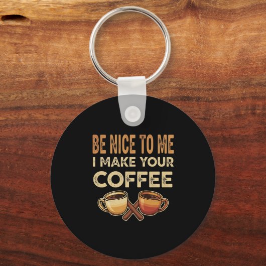 Grappig Barista Cafe Liefhebber Cadeau Sleutelhanger (Voorkant)