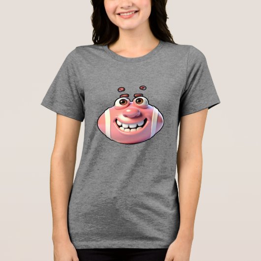 Grappig Baseball Cartoon Personage Tri-Blend Shirt (Voorkant)