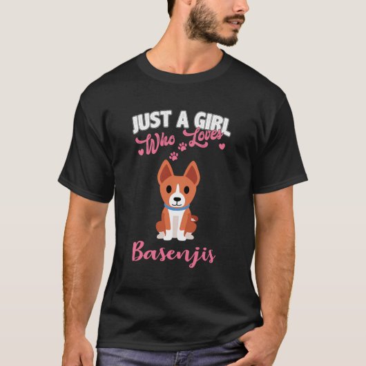 Grappig Basenji lover cadeau gewoon een meisje dat T-shirt (Voorkant)