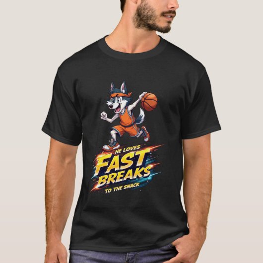 Grappig basketbal cadeau voor Siberische Husky hon T-shirt (Voorkant)