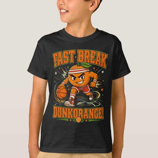Grappig Basketbal Dunkorange T-shirt (Voorkant)