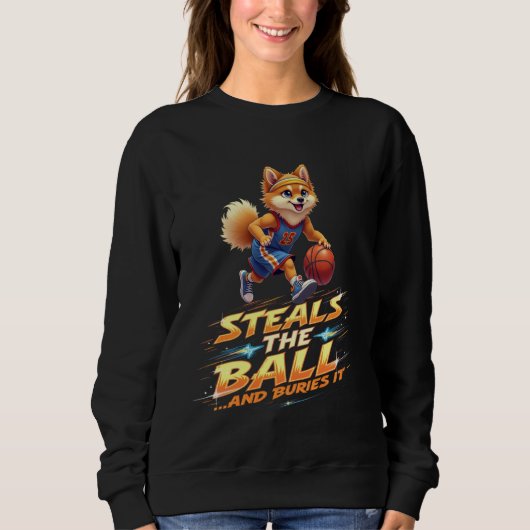 Grappig Basketbal Gift voor Pommerse Spitz Dog Lov Trui (Voorkant)