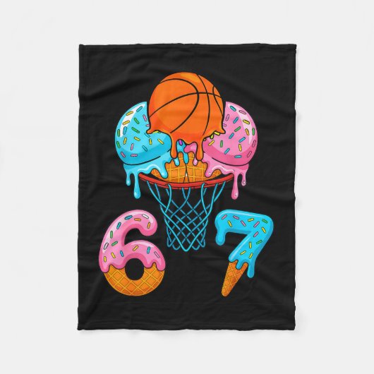 Grappig Basketbal Ijs Drip 67 Fleece Deken (Voorkant)