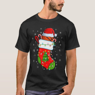 Grappig Basketbal in Kerst Sokken Santa Lights X T-shirt