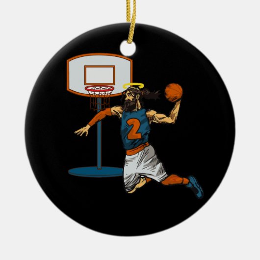 Grappig Basketbal Jesus Speler Christelijk Humor S Keramisch Ornament (Voorkant)