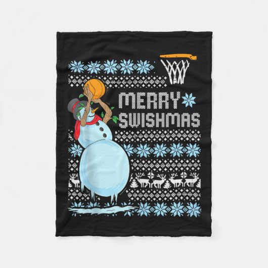 Grappig Basketbal Kerst Quote Vrolijk Swishmas Ma Fleece Deken (Voorkant)
