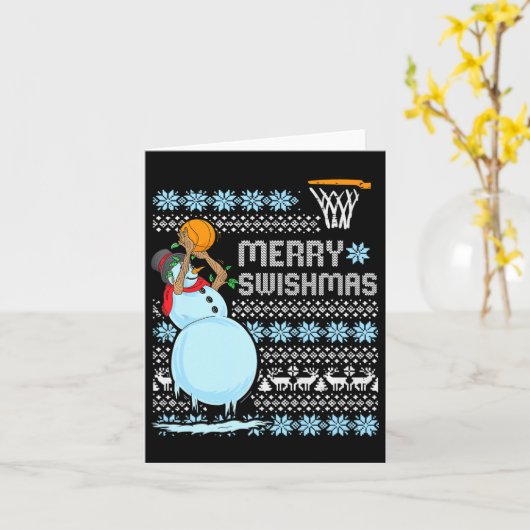 Grappig Basketbal Kerst Quote Vrolijk Swishmas Ma Kaart (Gele Bloem)