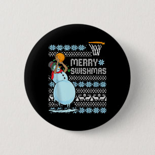 Grappig Basketbal Kerst Quote Vrolijk Swishmas Ma Ronde Button 5,7 Cm