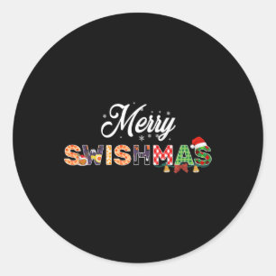 Grappig Basketbal Kerst Quote Vrolijk Swishmas Ma Ronde Sticker