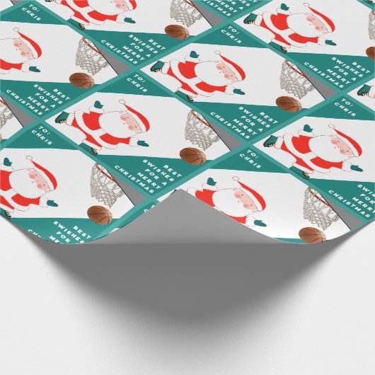 Grappig Basketbal Kerstcadeau Cadeaupapier (Hoek)