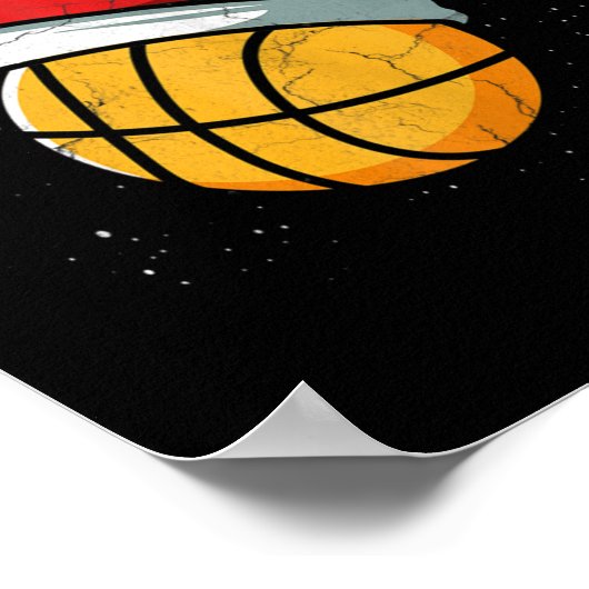 Grappig Basketbal Kerstman Hoed Basketbal Pl Poster (Hoek)