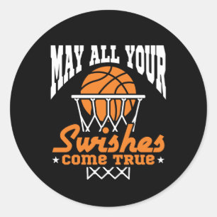 Grappig basketbal mag al je wensen uitkomen ronde sticker