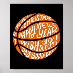 Grappig Basketbal Vrolijk Kerstfeest Gelukkig Nieu Poster