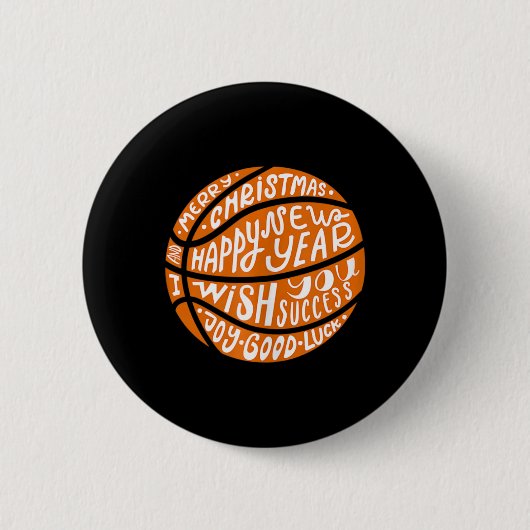 Grappig Basketbal Vrolijk Kerstfeest Gelukkig Nieu Ronde Button 5,7 Cm (Voorkant)