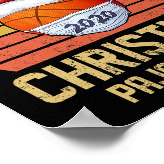 Grappig Basketbal Vrolijk Kerstfeest Shirt Quarant Poster (Hoek)