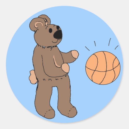 Grappig basketbalontwerp ronde sticker (Voorkant)