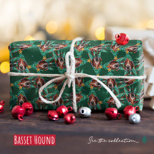 Grappig Basset Hound Kerstpatroon Cadeaupapier