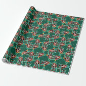 Grappig Basset Hound Kerstpatroon Cadeaupapier (Uitgerold)