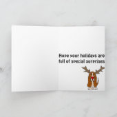 Grappig Basset Hound Kerstrendier Feestdagen Kaart (Binnen)