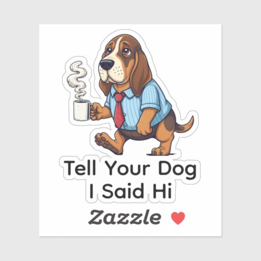 Grappig Basset Hound Zakelijk Pak Koffie Sticker (Vel)