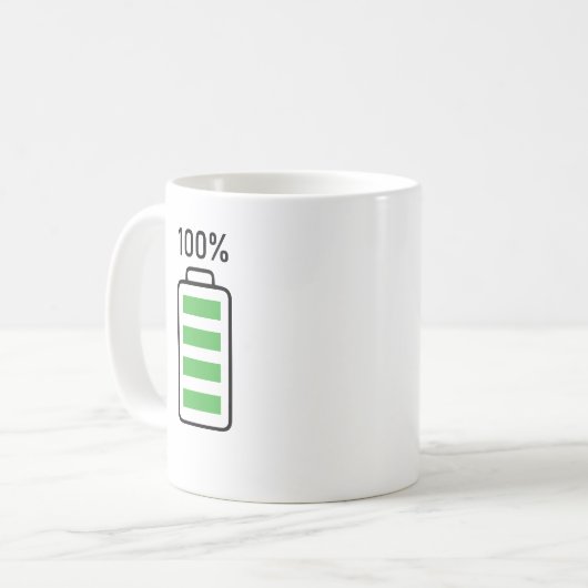 Grappig Batterij Opladen Ontwerp Koffie & Thee Mok (Voorkant links)