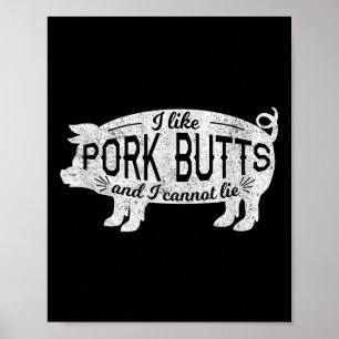 Grappig BBQ cadeau Ik hou van varkensvlees konten  Poster
