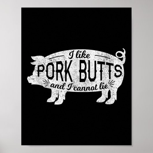 Grappig BBQ cadeau Ik hou van varkensvlees konten  Poster (Voorkant)