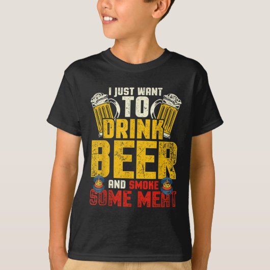 Grappig BBQ Chef Bier Drink gerookt vlees liefhebb T-shirt (Voorkant)