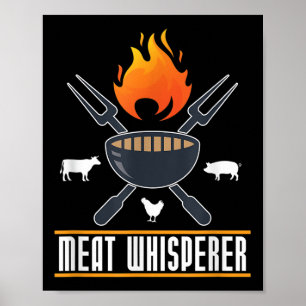 Grappig BBQ Chef Vlees Whisperer Gift Roken Grilli Poster