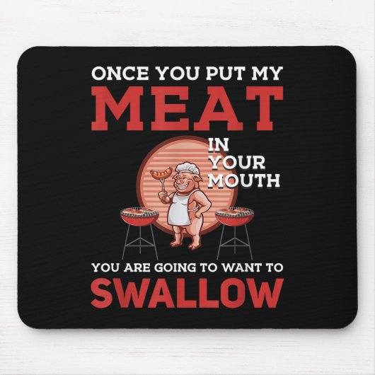Grappig BBQ design! Voor de liefhebbers van roken, Muismat (Voorkant)