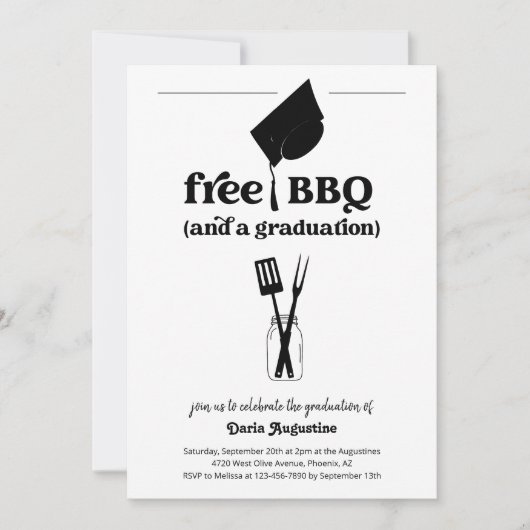 Grappig BBQ Graduation Party Kaart (Voorkant)