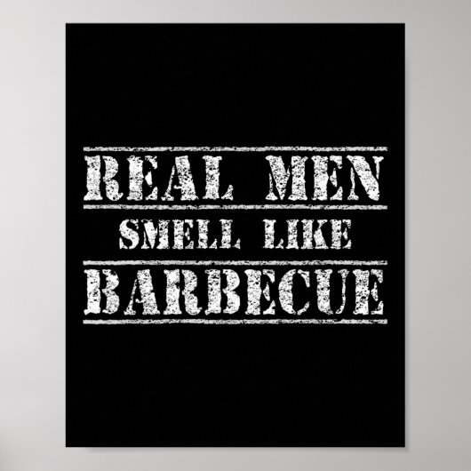 Grappig Bbq Grillen Cadeau Shirt Echte Mannen Ruik Poster (Voorkant)