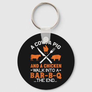 Grappig BBQ grillen ontwerp een Koe een varken en Sleutelhanger