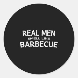 Grappig BBQ Grilling Gift Shirt Echte Mannen ruike Ronde Sticker