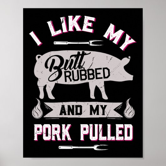 Grappig BBQ Grilling Quote Varken Geplaatst Varken Poster (Voorkant)
