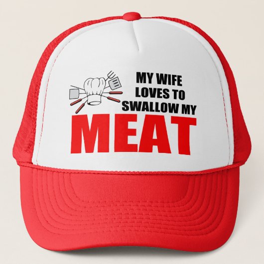 Grappig BBQ, MIJN VROUWEN ZULLEN MIJN VLEES VERZWA Trucker Pet (Voorkant)