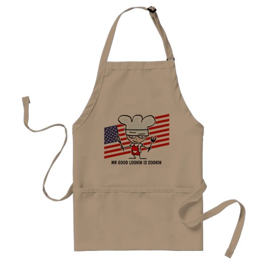 Grappig BBQ-schort voor vader | Beige Standaard Schort (Voorkant)