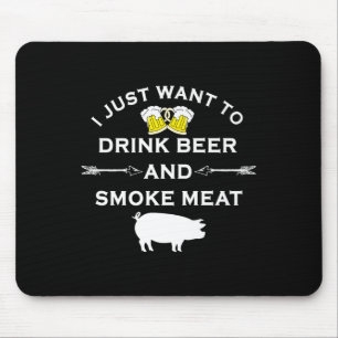 Grappig Bbq Shirt Drink Bier Rook Vlees Grill Shir Muismat